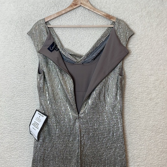 NWT Connected Apparel Womens Mushroom Gold Cowlneck Metallic Dress SIZE 12 - Picture 7 of 8